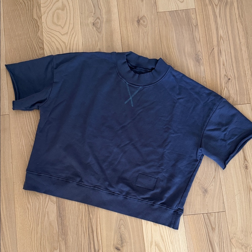 DAILY DRILLS Navy Short-Sleeve Sweatshirt Top